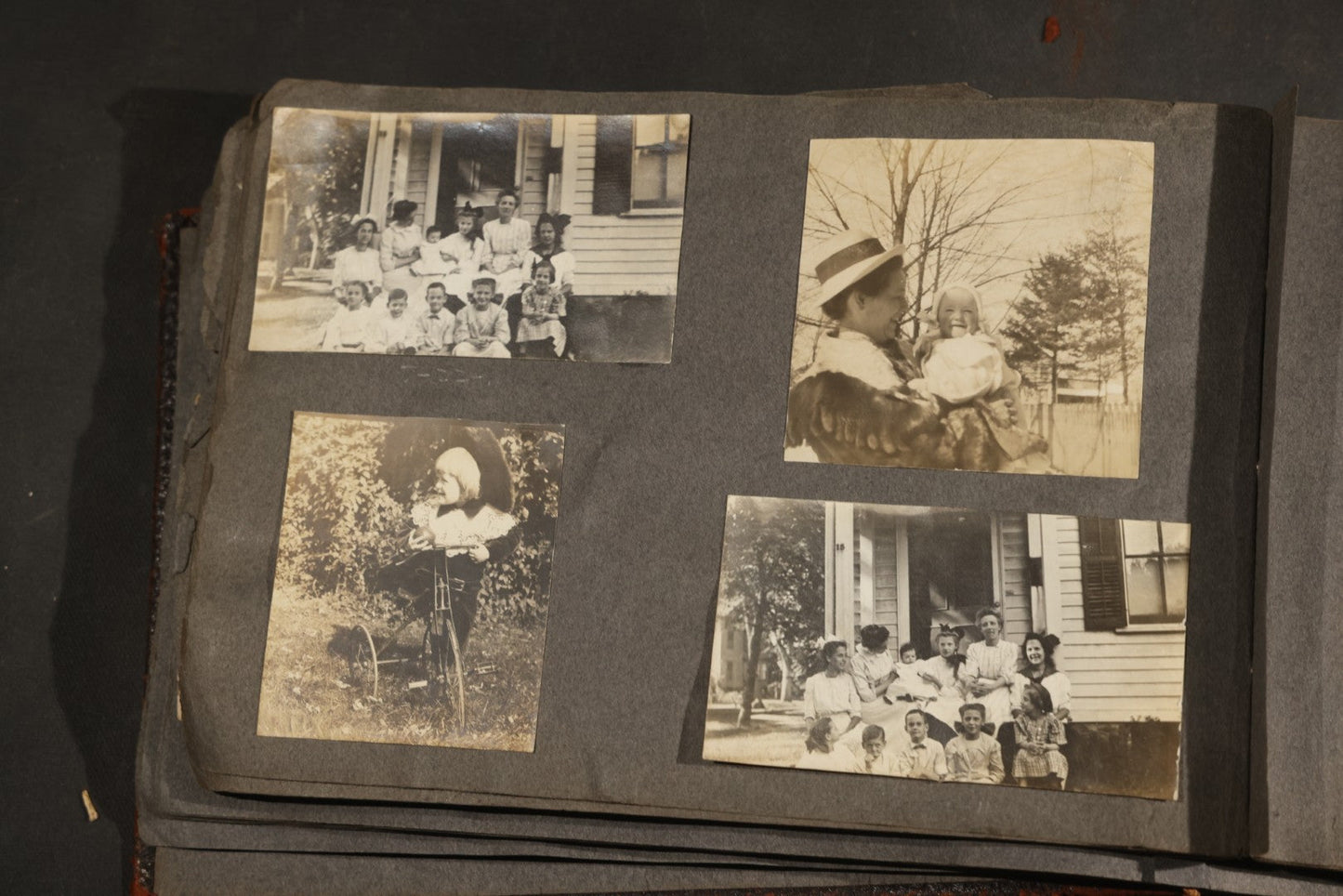 Antique Snapshot Album, Circa 1910-1920, 500+ Photographs of Family and Children Including Christmas, Farm Life, Winter Scenes, Asbury Park New Jersey, and Nantasket Beach Massachusetts
