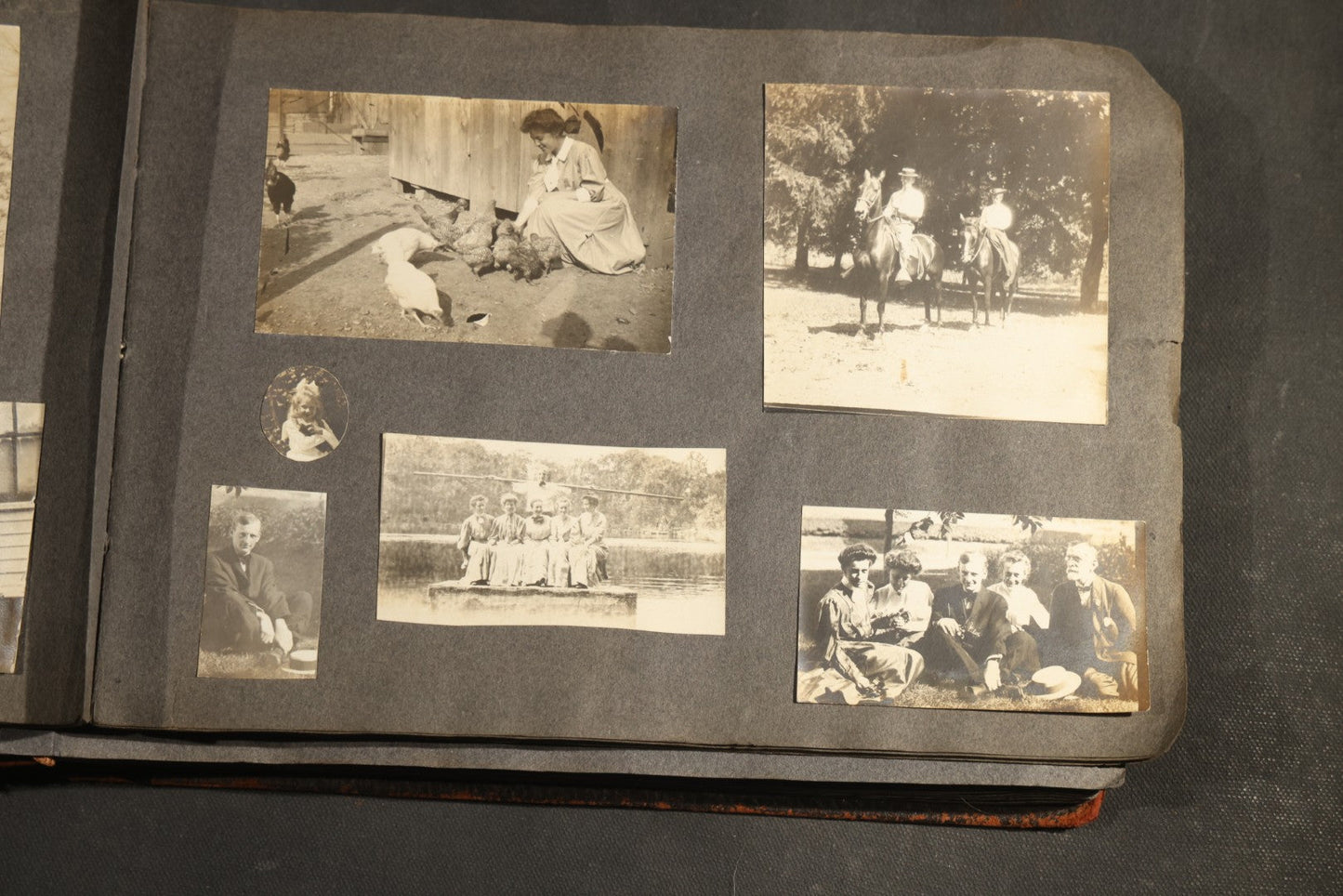 Antique Snapshot Album, Circa 1910-1920, 500+ Photographs of Family and Children Including Christmas, Farm Life, Winter Scenes, Asbury Park New Jersey, and Nantasket Beach Massachusetts