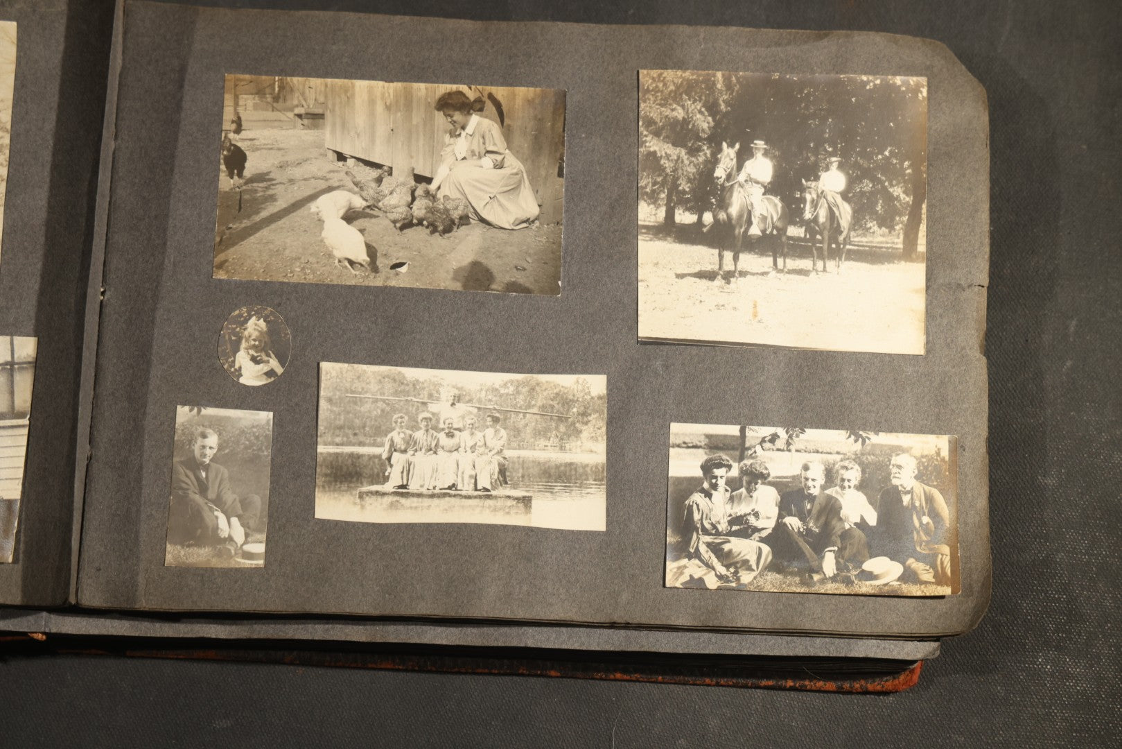 Antique Snapshot Album, Circa 1910-1920, 500+ Photographs of Family and Children Including Christmas, Farm Life, Winter Scenes, Asbury Park New Jersey, and Nantasket Beach Massachusetts