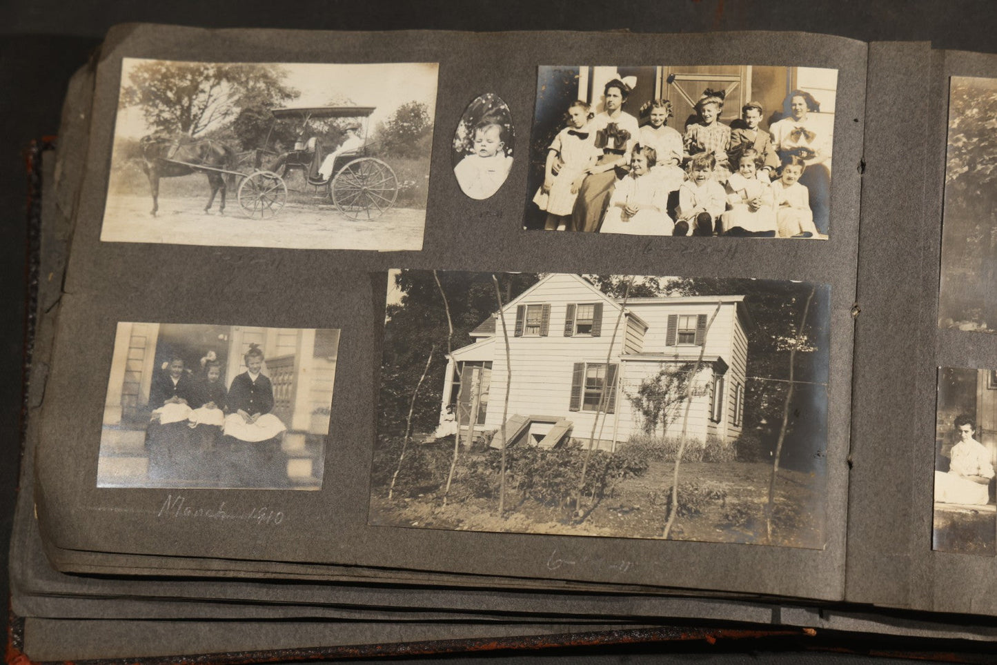 Antique Snapshot Album, Circa 1910-1920, 500+ Photographs of Family and Children Including Christmas, Farm Life, Winter Scenes, Asbury Park New Jersey, and Nantasket Beach Massachusetts
