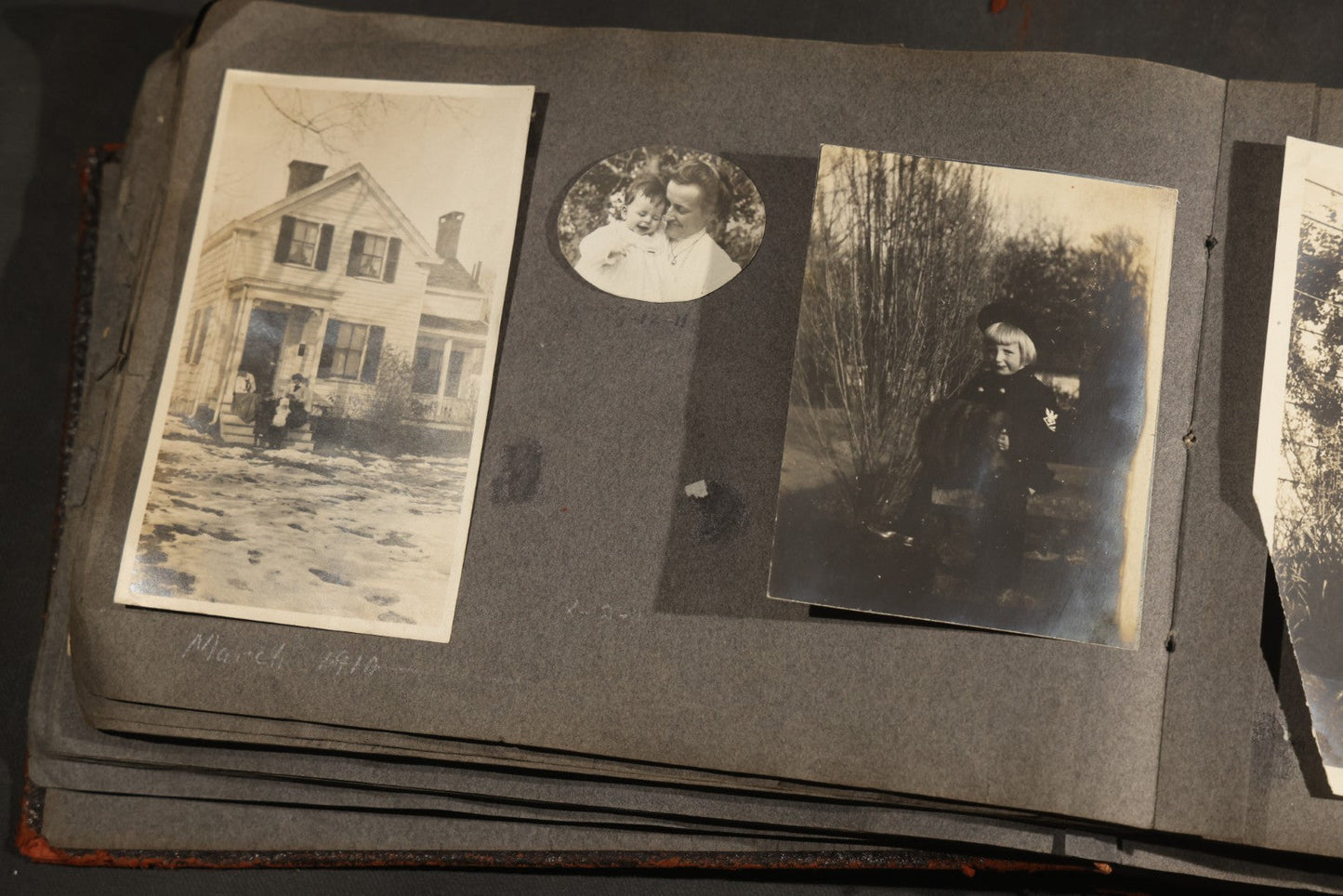 Antique Snapshot Album, Circa 1910-1920, 500+ Photographs of Family and Children Including Christmas, Farm Life, Winter Scenes, Asbury Park New Jersey, and Nantasket Beach Massachusetts