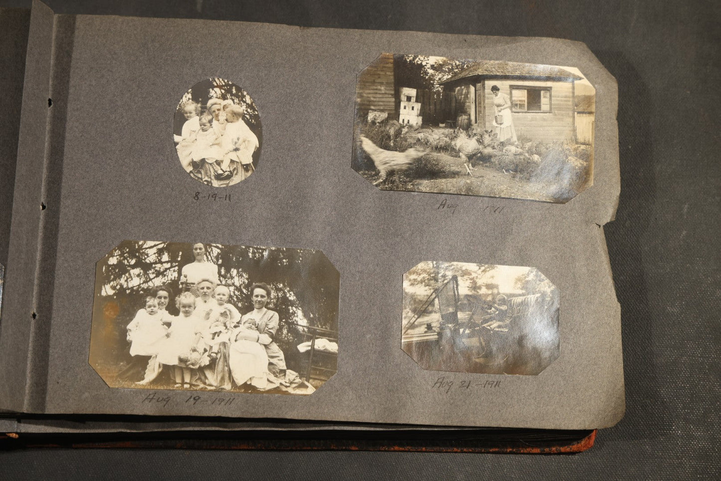 Antique Snapshot Album, Circa 1910-1920, 500+ Photographs of Family and Children Including Christmas, Farm Life, Winter Scenes, Asbury Park New Jersey, and Nantasket Beach Massachusetts