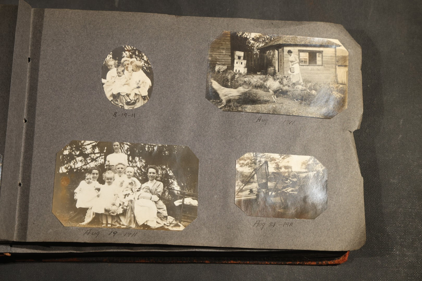 Antique Snapshot Album, Circa 1910-1920, 500+ Photographs of Family and Children Including Christmas, Farm Life, Winter Scenes, Asbury Park New Jersey, and Nantasket Beach Massachusetts