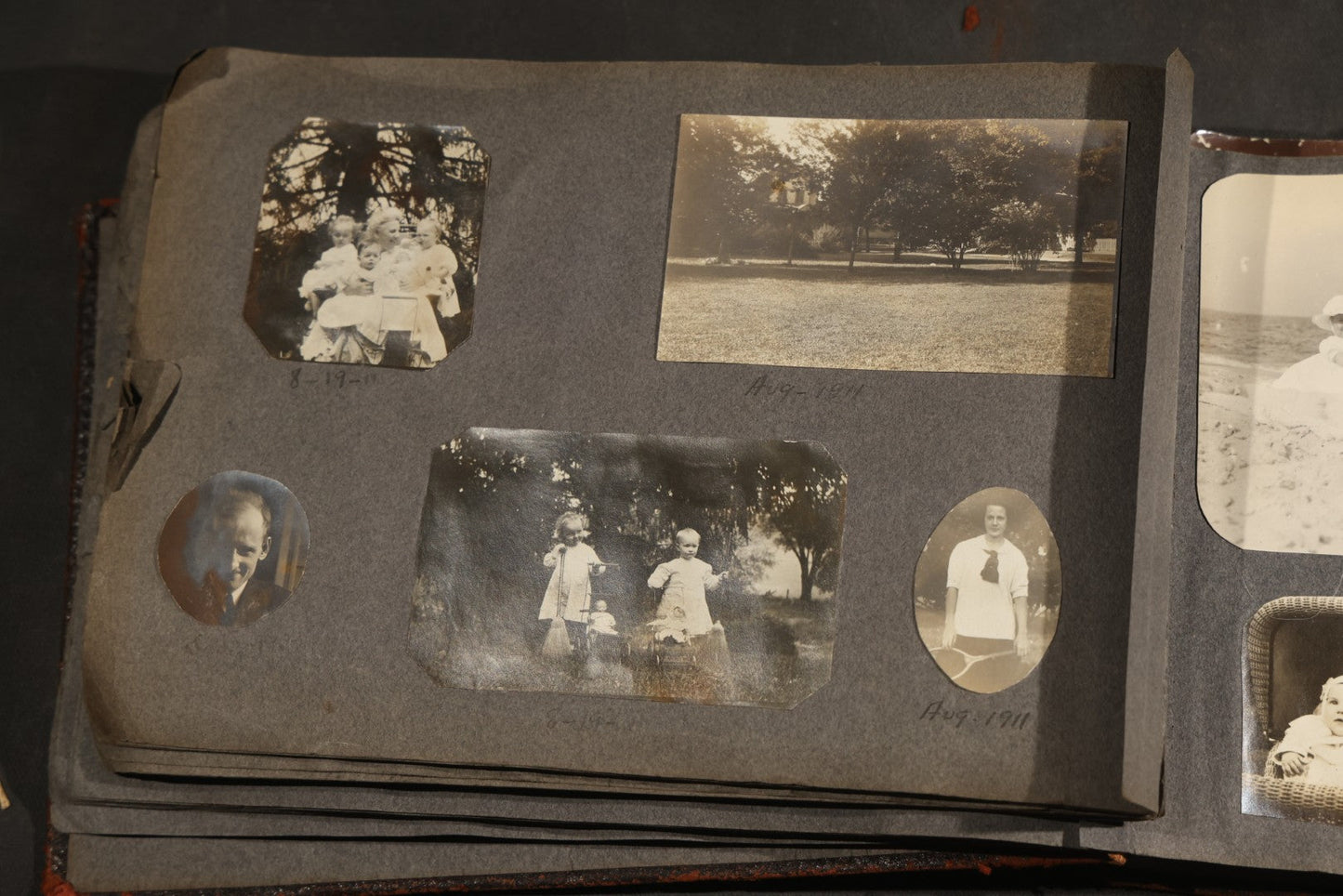 Antique Snapshot Album, Circa 1910-1920, 500+ Photographs of Family and Children Including Christmas, Farm Life, Winter Scenes, Asbury Park New Jersey, and Nantasket Beach Massachusetts