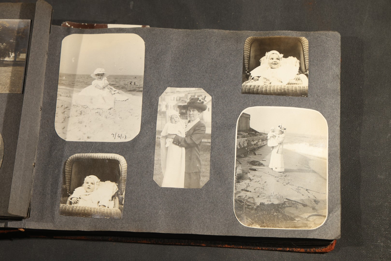 Antique Snapshot Album, Circa 1910-1920, 500+ Photographs of Family and Children Including Christmas, Farm Life, Winter Scenes, Asbury Park New Jersey, and Nantasket Beach Massachusetts