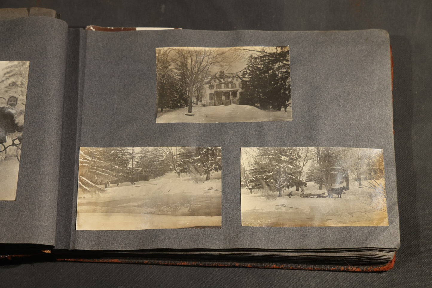 Antique Snapshot Album, Circa 1910-1920, 500+ Photographs of Family and Children Including Christmas, Farm Life, Winter Scenes, Asbury Park New Jersey, and Nantasket Beach Massachusetts