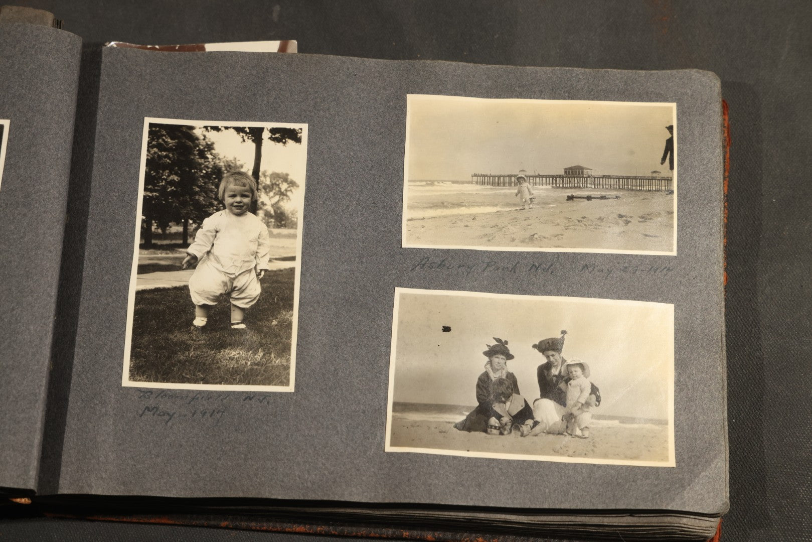 Antique Snapshot Album, Circa 1910-1920, 500+ Photographs of Family and Children Including Christmas, Farm Life, Winter Scenes, Asbury Park New Jersey, and Nantasket Beach Massachusetts