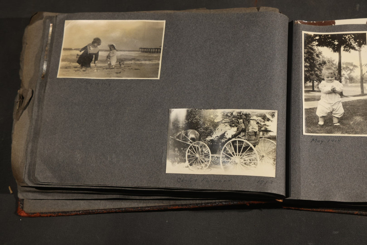 Antique Snapshot Album, Circa 1910-1920, 500+ Photographs of Family and Children Including Christmas, Farm Life, Winter Scenes, Asbury Park New Jersey, and Nantasket Beach Massachusetts