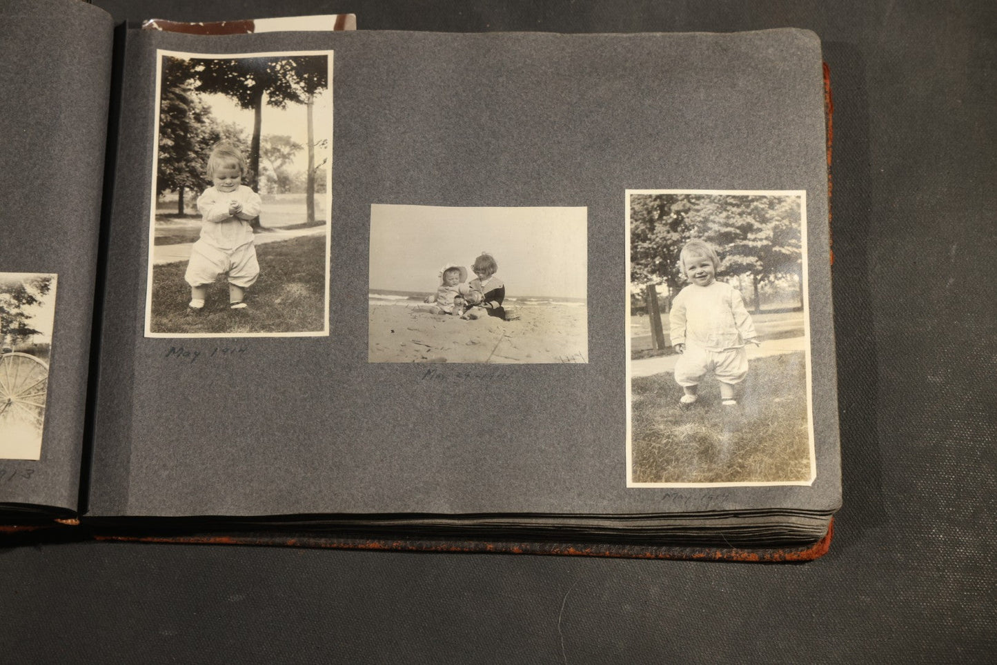 Antique Snapshot Album, Circa 1910-1920, 500+ Photographs of Family and Children Including Christmas, Farm Life, Winter Scenes, Asbury Park New Jersey, and Nantasket Beach Massachusetts