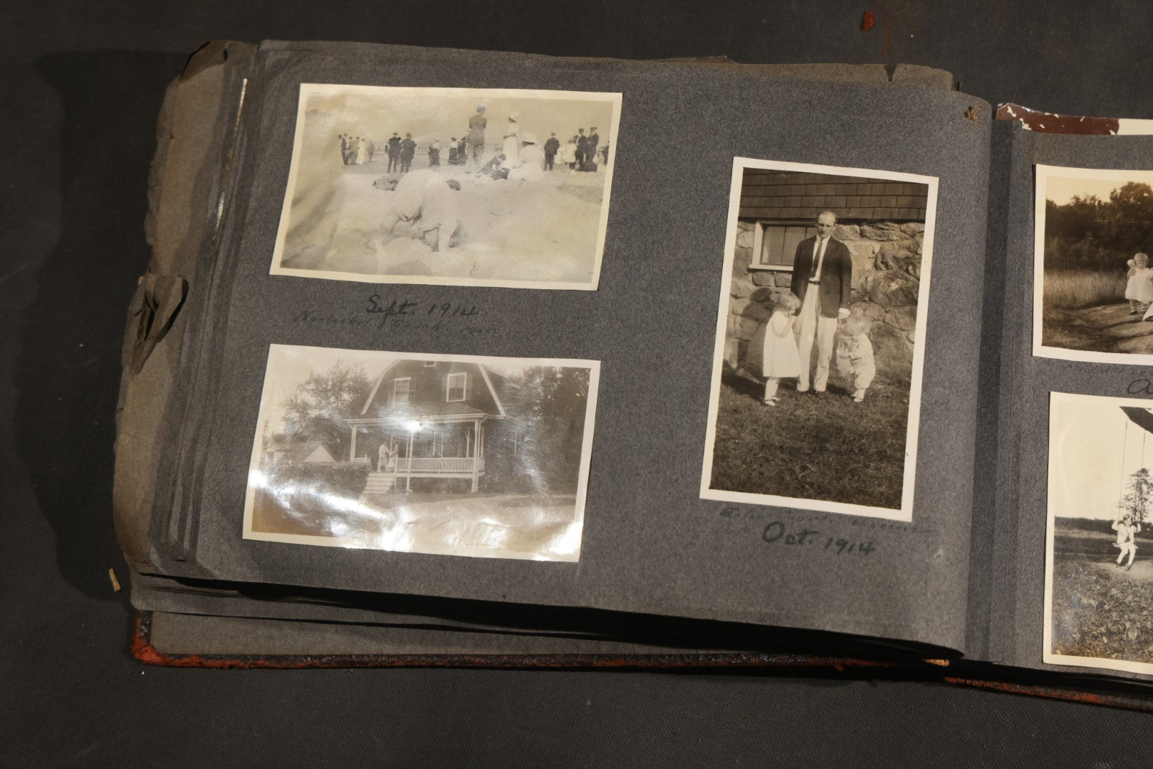 Antique Snapshot Album, Circa 1910-1920, 500+ Photographs of Family and Children Including Christmas, Farm Life, Winter Scenes, Asbury Park New Jersey, and Nantasket Beach Massachusetts