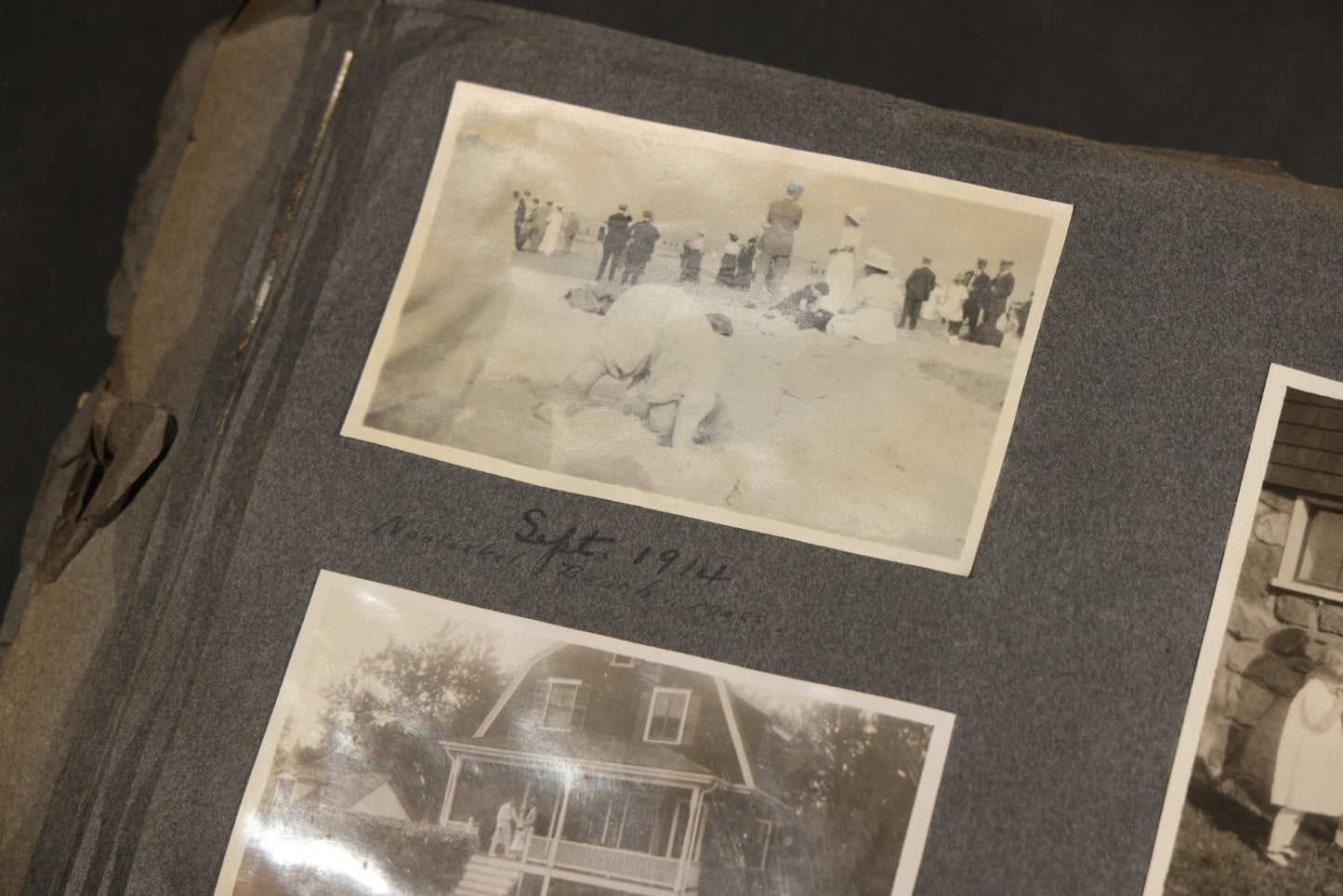 Antique Snapshot Album, Circa 1910-1920, 500+ Photographs of Family and Children Including Christmas, Farm Life, Winter Scenes, Asbury Park New Jersey, and Nantasket Beach Massachusetts