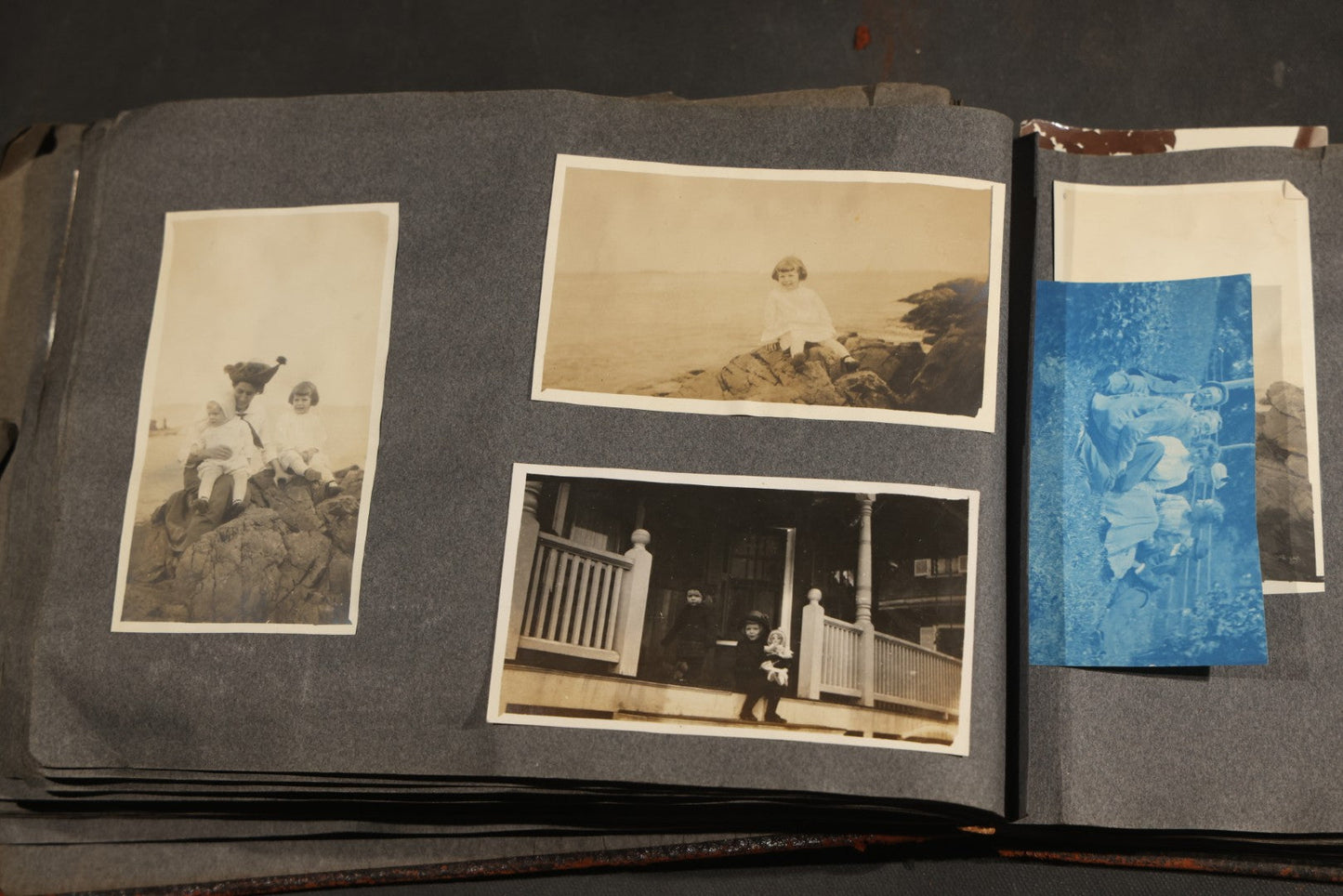 Antique Snapshot Album, Circa 1910-1920, 500+ Photographs of Family and Children Including Christmas, Farm Life, Winter Scenes, Asbury Park New Jersey, and Nantasket Beach Massachusetts