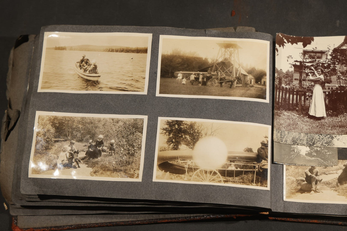Antique Snapshot Album, Circa 1910-1920, 500+ Photographs of Family and Children Including Christmas, Farm Life, Winter Scenes, Asbury Park New Jersey, and Nantasket Beach Massachusetts