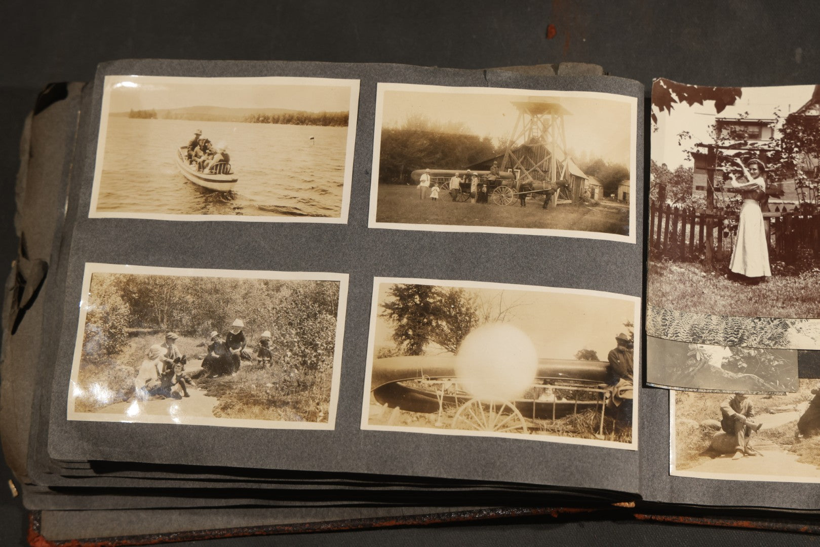Antique Snapshot Album, Circa 1910-1920, 500+ Photographs of Family and Children Including Christmas, Farm Life, Winter Scenes, Asbury Park New Jersey, and Nantasket Beach Massachusetts