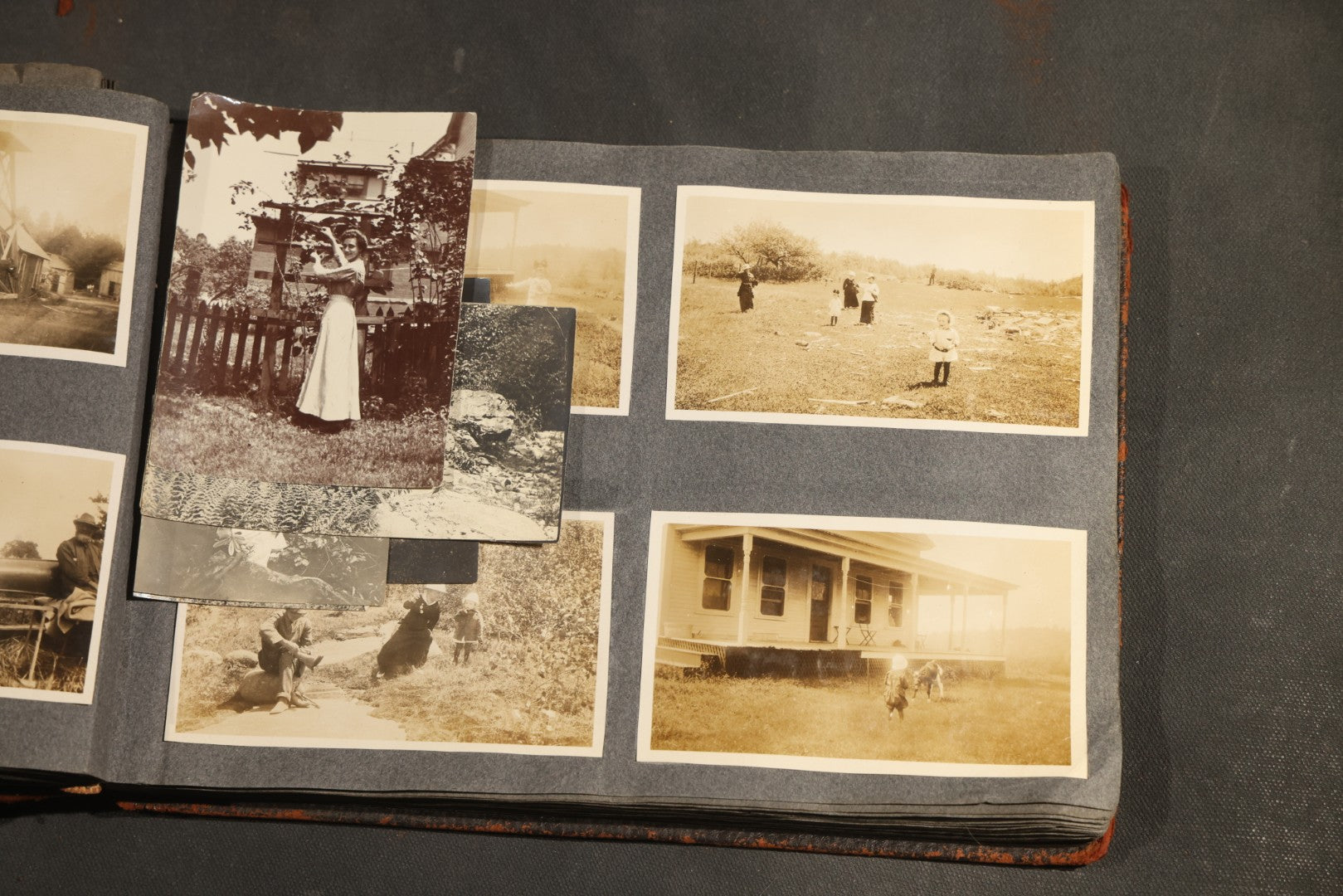 Antique Snapshot Album, Circa 1910-1920, 500+ Photographs of Family and Children Including Christmas, Farm Life, Winter Scenes, Asbury Park New Jersey, and Nantasket Beach Massachusetts