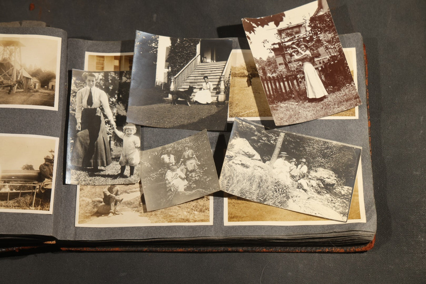 Antique Snapshot Album, Circa 1910-1920, 500+ Photographs of Family and Children Including Christmas, Farm Life, Winter Scenes, Asbury Park New Jersey, and Nantasket Beach Massachusetts