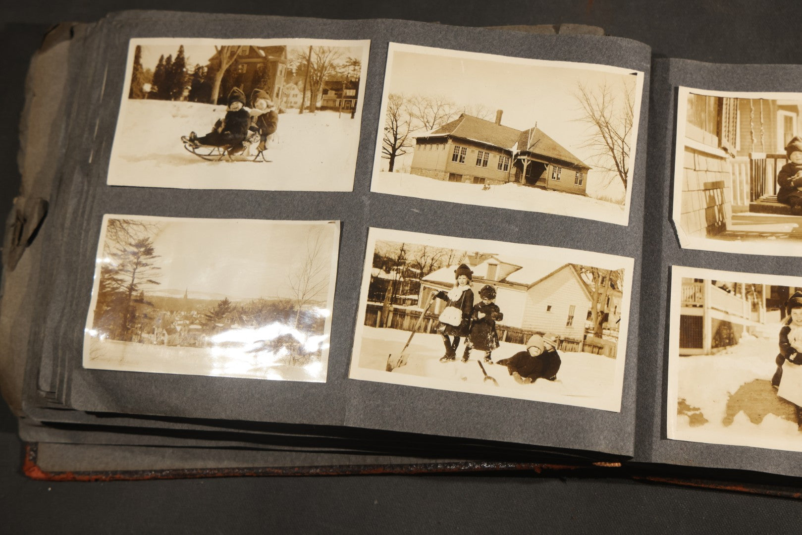 Antique Snapshot Album, Circa 1910-1920, 500+ Photographs of Family and Children Including Christmas, Farm Life, Winter Scenes, Asbury Park New Jersey, and Nantasket Beach Massachusetts