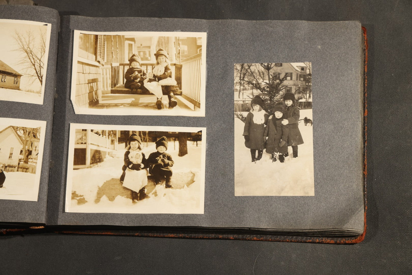 Antique Snapshot Album, Circa 1910-1920, 500+ Photographs of Family and Children Including Christmas, Farm Life, Winter Scenes, Asbury Park New Jersey, and Nantasket Beach Massachusetts