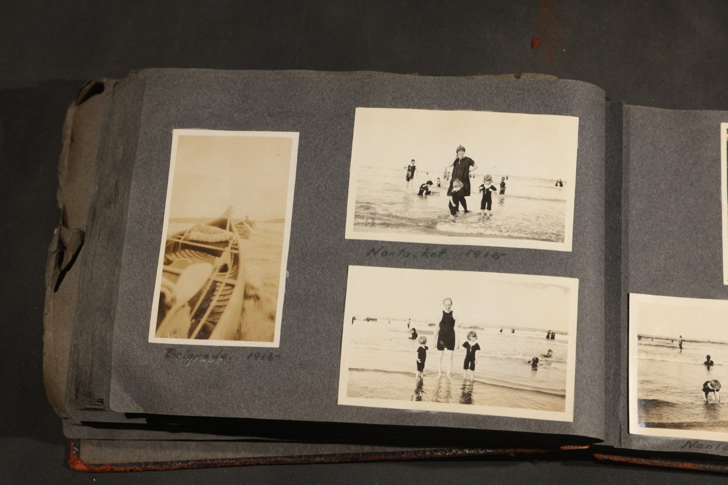 Antique Snapshot Album, Circa 1910-1920, 500+ Photographs of Family and Children Including Christmas, Farm Life, Winter Scenes, Asbury Park New Jersey, and Nantasket Beach Massachusetts