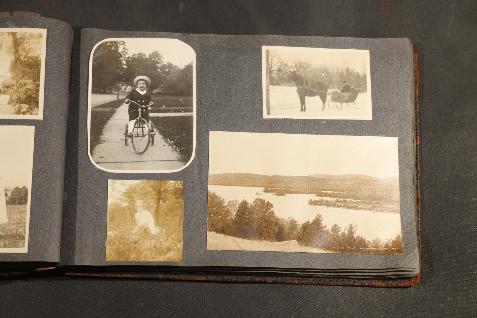 Antique Snapshot Album, Circa 1910-1920, 500+ Photographs of Family and Children Including Christmas, Farm Life, Winter Scenes, Asbury Park New Jersey, and Nantasket Beach Massachusetts