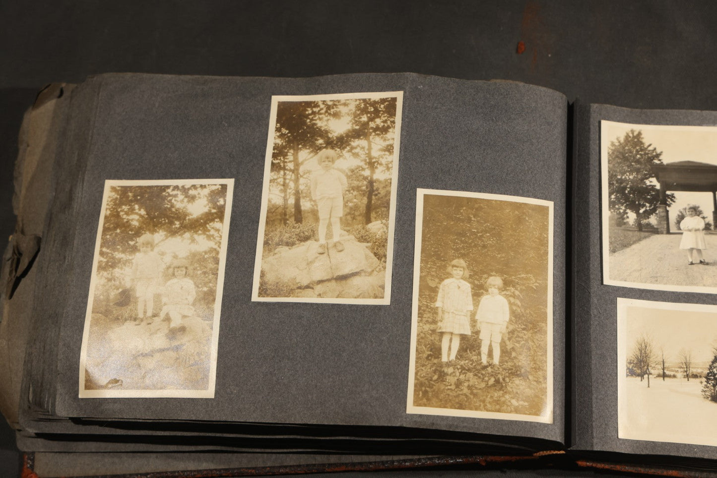 Antique Snapshot Album, Circa 1910-1920, 500+ Photographs of Family and Children Including Christmas, Farm Life, Winter Scenes, Asbury Park New Jersey, and Nantasket Beach Massachusetts