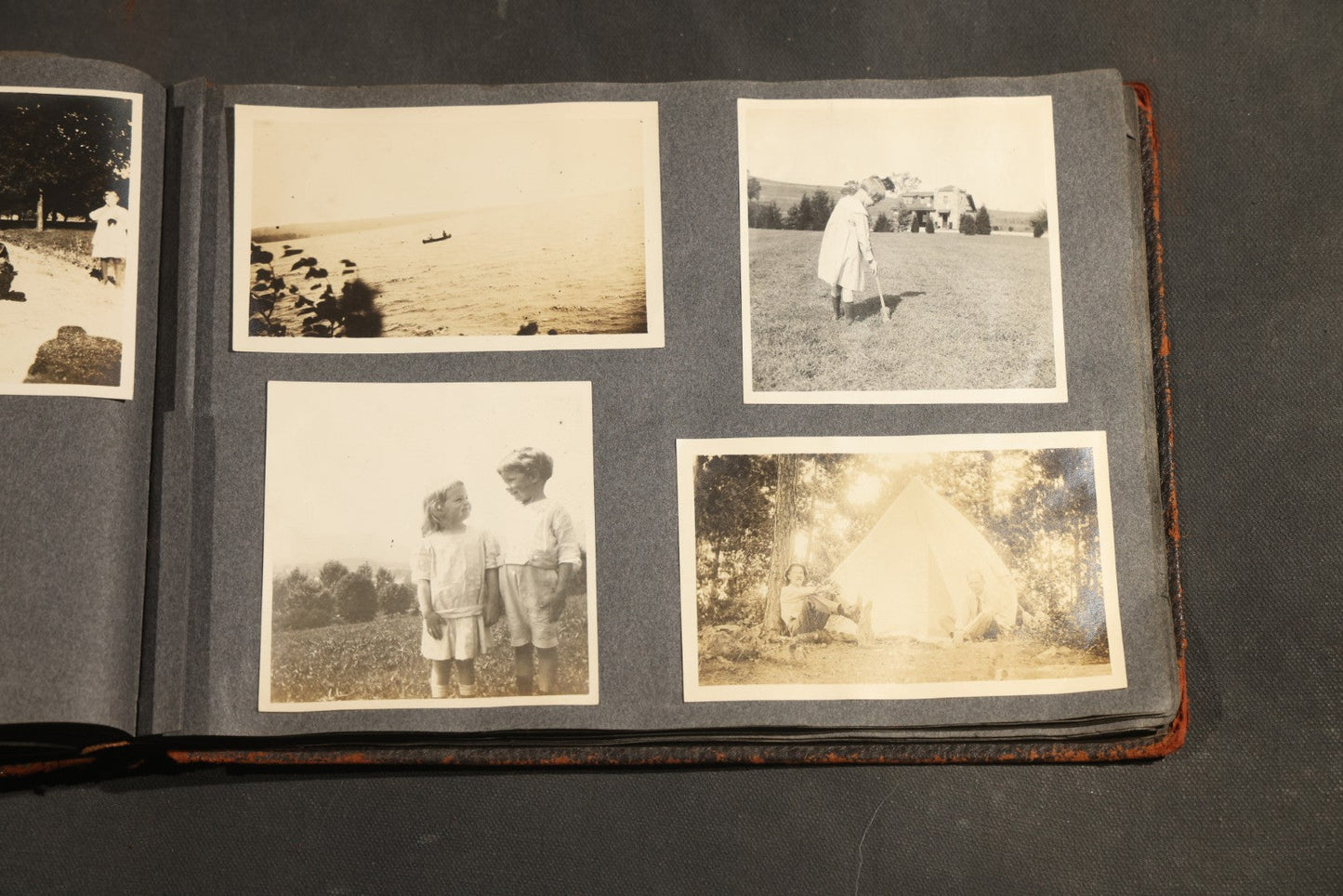Antique Snapshot Album, Circa 1910-1920, 500+ Photographs of Family and Children Including Christmas, Farm Life, Winter Scenes, Asbury Park New Jersey, and Nantasket Beach Massachusetts