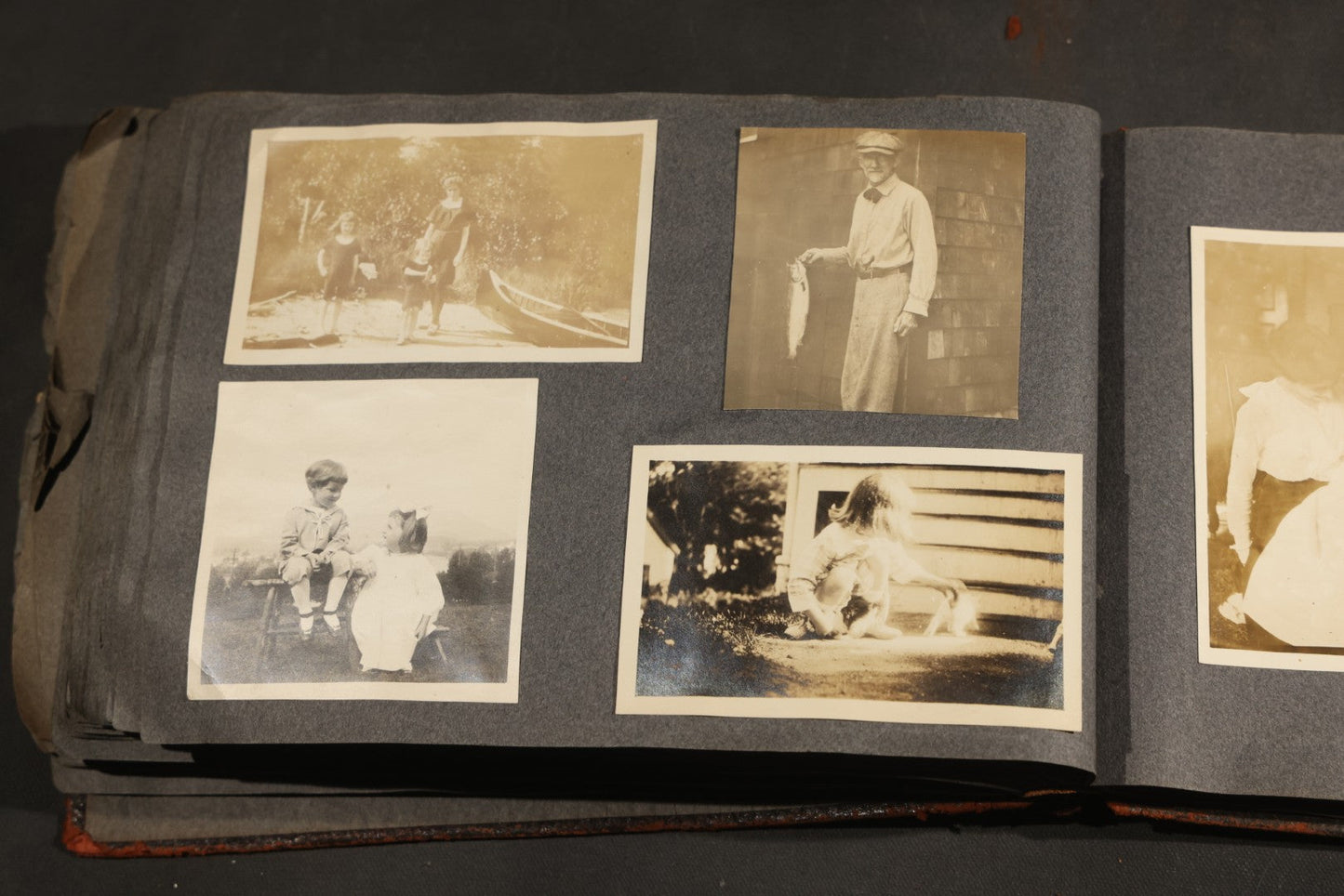 Antique Snapshot Album, Circa 1910-1920, 500+ Photographs of Family and Children Including Christmas, Farm Life, Winter Scenes, Asbury Park New Jersey, and Nantasket Beach Massachusetts
