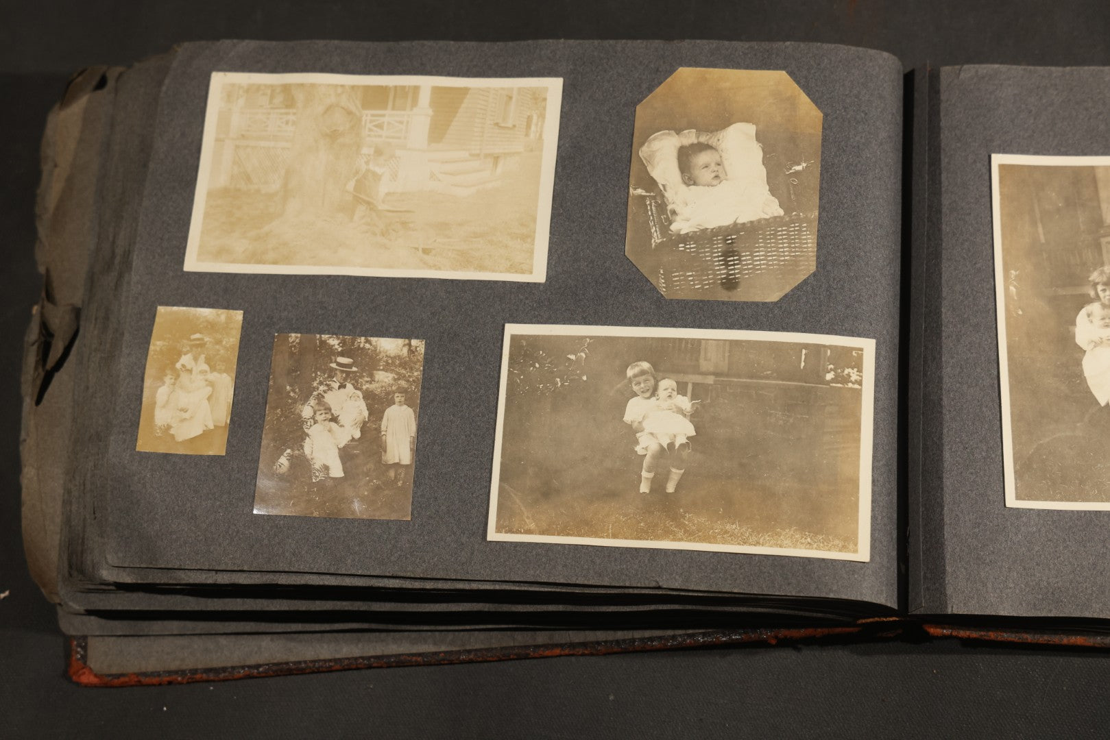 Antique Snapshot Album, Circa 1910-1920, 500+ Photographs of Family and Children Including Christmas, Farm Life, Winter Scenes, Asbury Park New Jersey, and Nantasket Beach Massachusetts