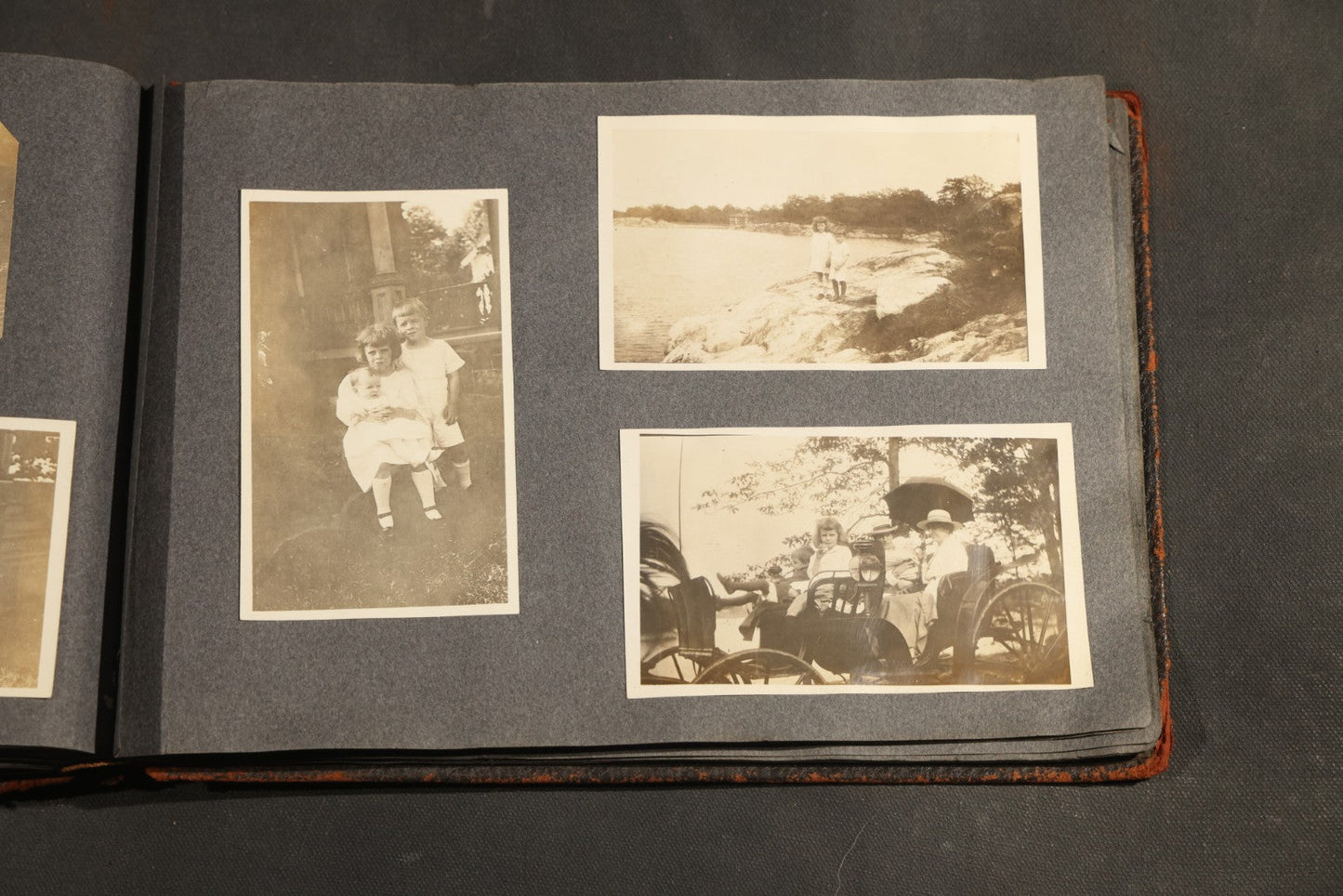 Antique Snapshot Album, Circa 1910-1920, 500+ Photographs of Family and Children Including Christmas, Farm Life, Winter Scenes, Asbury Park New Jersey, and Nantasket Beach Massachusetts