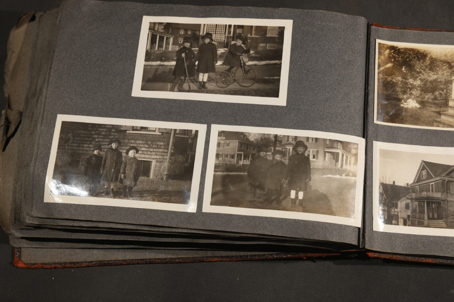 Antique Snapshot Album, Circa 1910-1920, 500+ Photographs of Family and Children Including Christmas, Farm Life, Winter Scenes, Asbury Park New Jersey, and Nantasket Beach Massachusetts