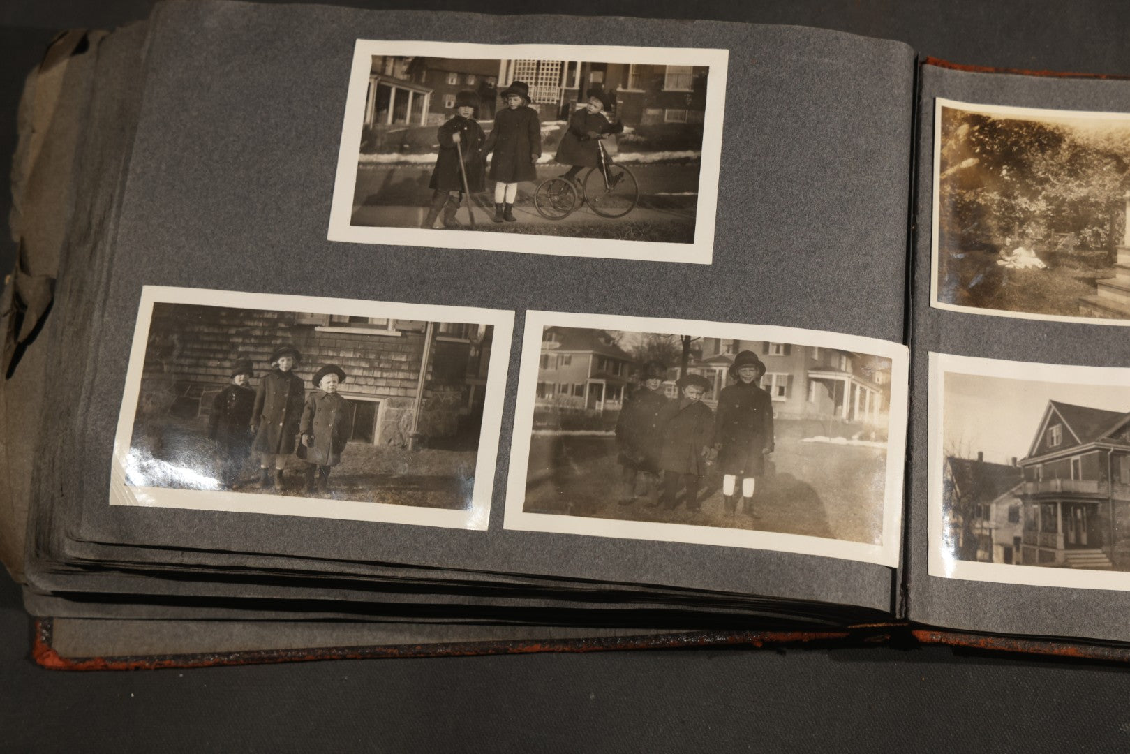 Antique Snapshot Album, Circa 1910-1920, 500+ Photographs of Family and Children Including Christmas, Farm Life, Winter Scenes, Asbury Park New Jersey, and Nantasket Beach Massachusetts