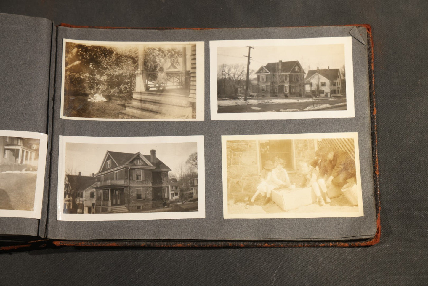 Antique Snapshot Album, Circa 1910-1920, 500+ Photographs of Family and Children Including Christmas, Farm Life, Winter Scenes, Asbury Park New Jersey, and Nantasket Beach Massachusetts