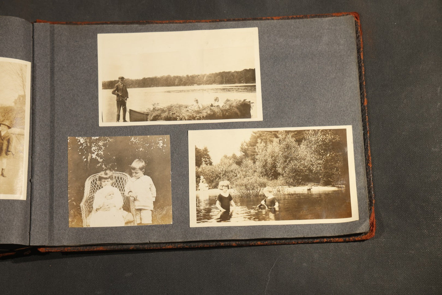 Antique Snapshot Album, Circa 1910-1920, 500+ Photographs of Family and Children Including Christmas, Farm Life, Winter Scenes, Asbury Park New Jersey, and Nantasket Beach Massachusetts