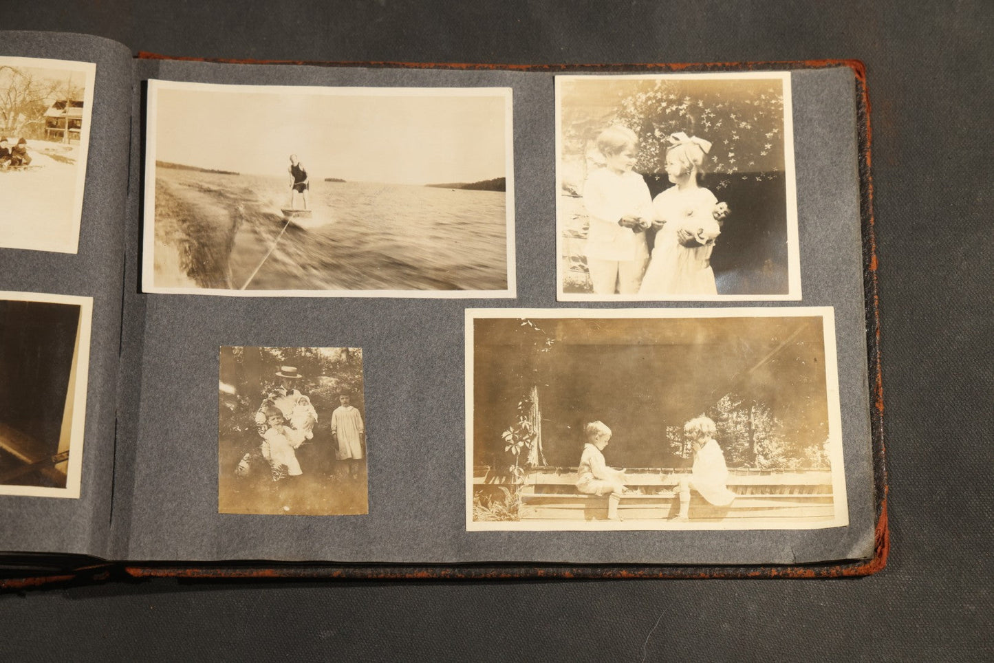 Antique Snapshot Album, Circa 1910-1920, 500+ Photographs of Family and Children Including Christmas, Farm Life, Winter Scenes, Asbury Park New Jersey, and Nantasket Beach Massachusetts