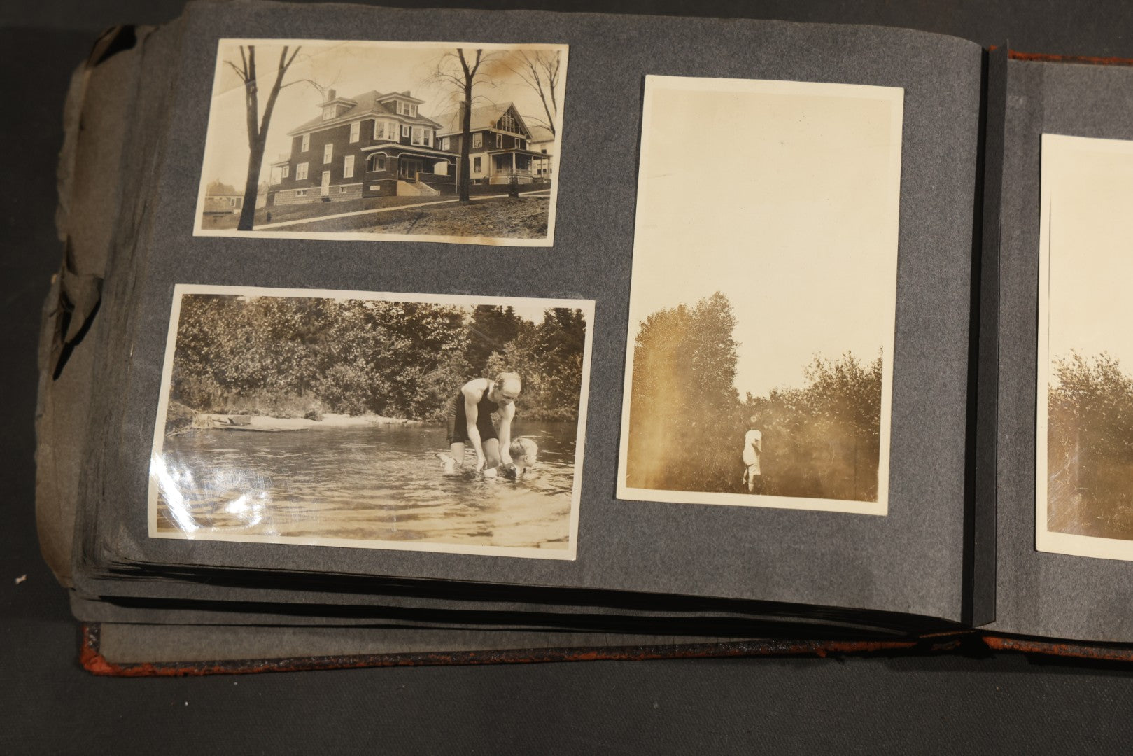 Antique Snapshot Album, Circa 1910-1920, 500+ Photographs of Family and Children Including Christmas, Farm Life, Winter Scenes, Asbury Park New Jersey, and Nantasket Beach Massachusetts