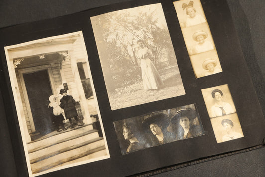 Antique Snapshot Album, Circa 1910-1920, 150+ Photographs of Family and Children Including Maple Sugaring, Horseback Riding, Farm Life, Beach and Winter Scenes