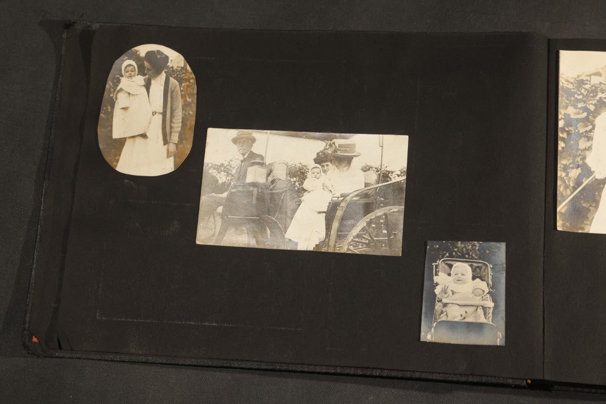 Antique Snapshot Album, Circa 1910-1920, 150+ Photographs of Family and Children Including Maple Sugaring, Horseback Riding, Farm Life, Beach and Winter Scenes