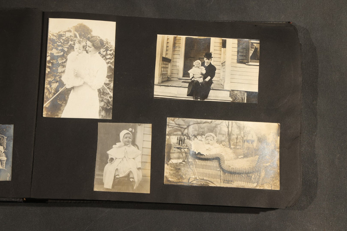 Antique Snapshot Album, Circa 1910-1920, 150+ Photographs of Family and Children Including Maple Sugaring, Horseback Riding, Farm Life, Beach and Winter Scenes