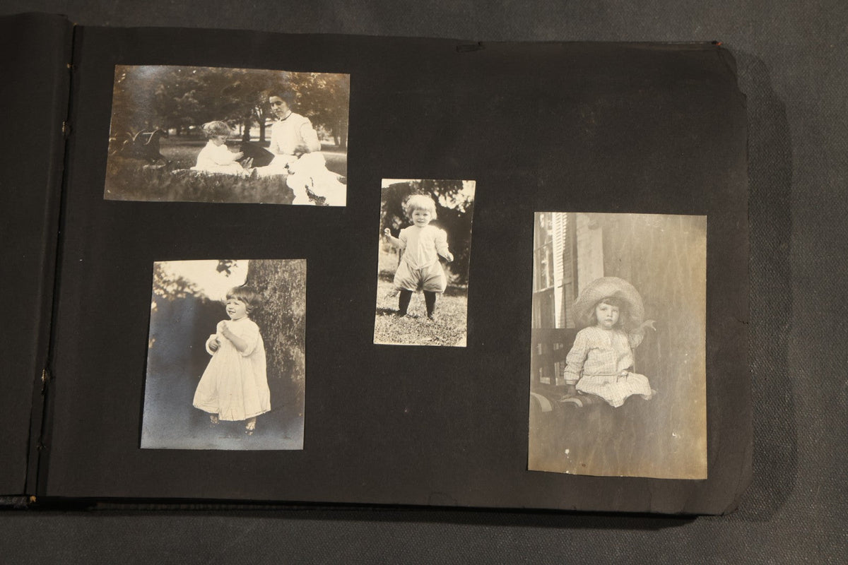 Antique Snapshot Album, Circa 1910-1920, 150+ Photographs of Family and Children Including Maple Sugaring, Horseback Riding, Farm Life, Beach and Winter Scenes
