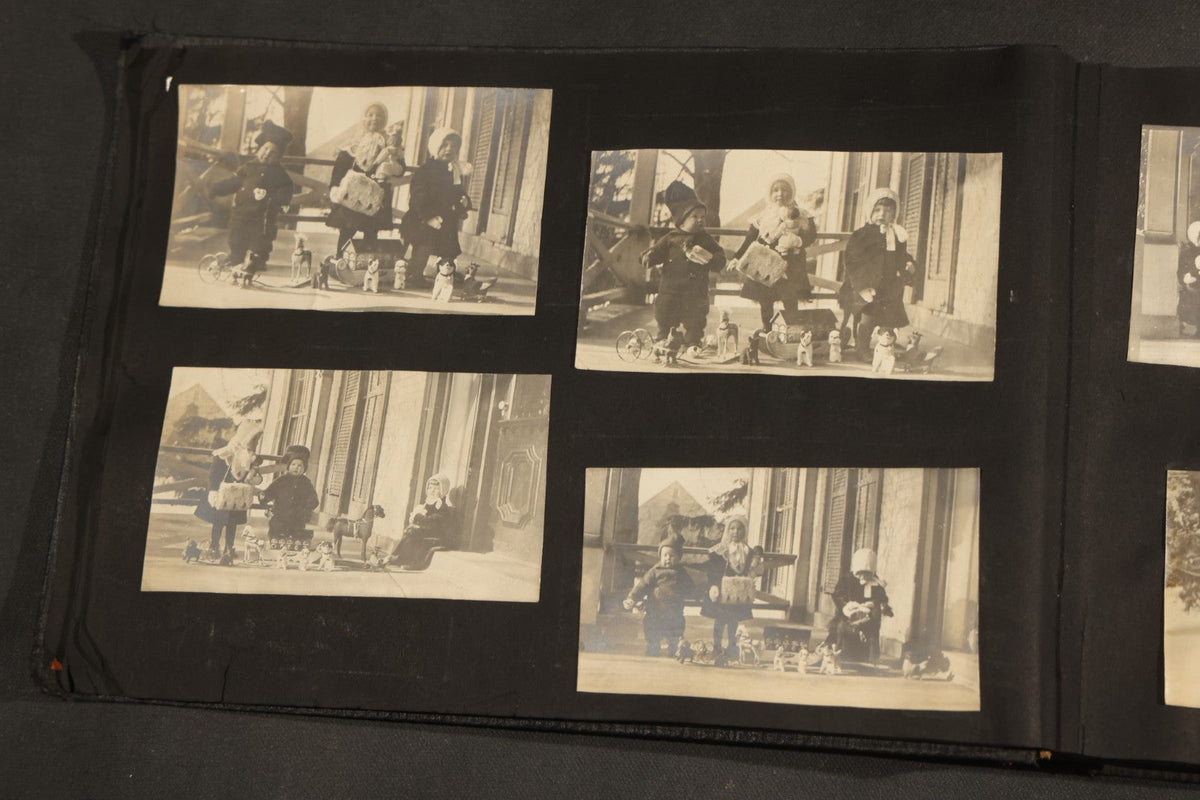 Antique Snapshot Album, Circa 1910-1920, 150+ Photographs of Family and Children Including Maple Sugaring, Horseback Riding, Farm Life, Beach and Winter Scenes