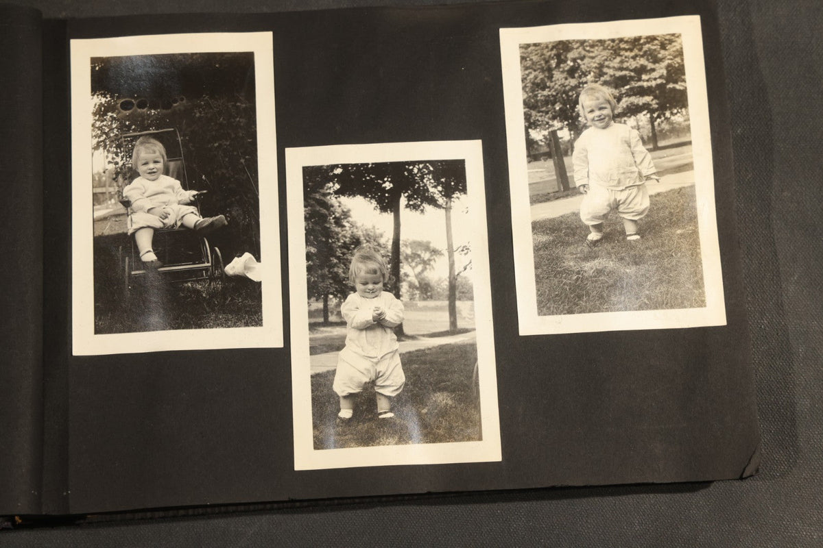 Antique Snapshot Album, Circa 1910-1920, 150+ Photographs of Family and Children Including Maple Sugaring, Horseback Riding, Farm Life, Beach and Winter Scenes