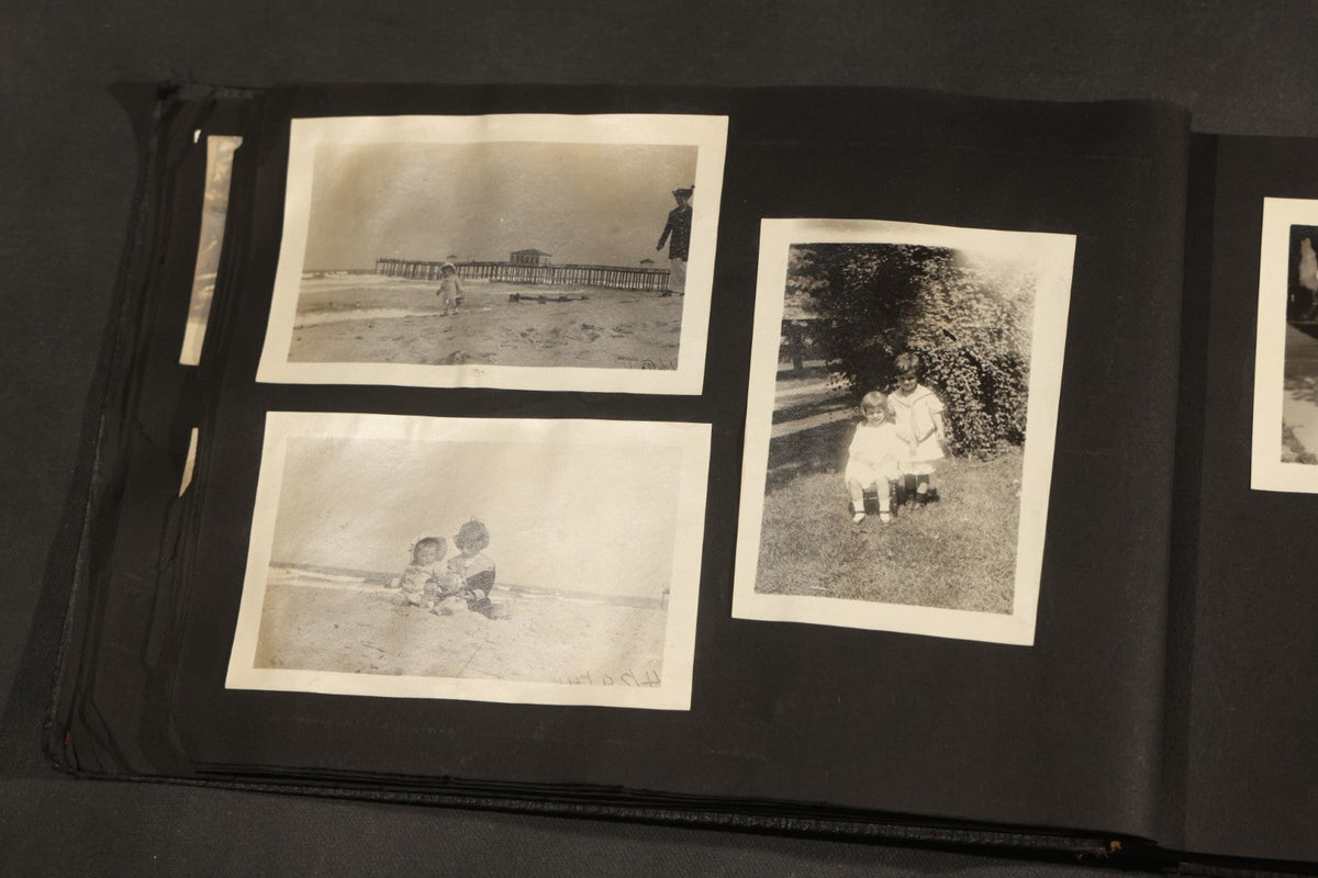 Antique Snapshot Album, Circa 1910-1920, 150+ Photographs of Family and Children Including Maple Sugaring, Horseback Riding, Farm Life, Beach and Winter Scenes