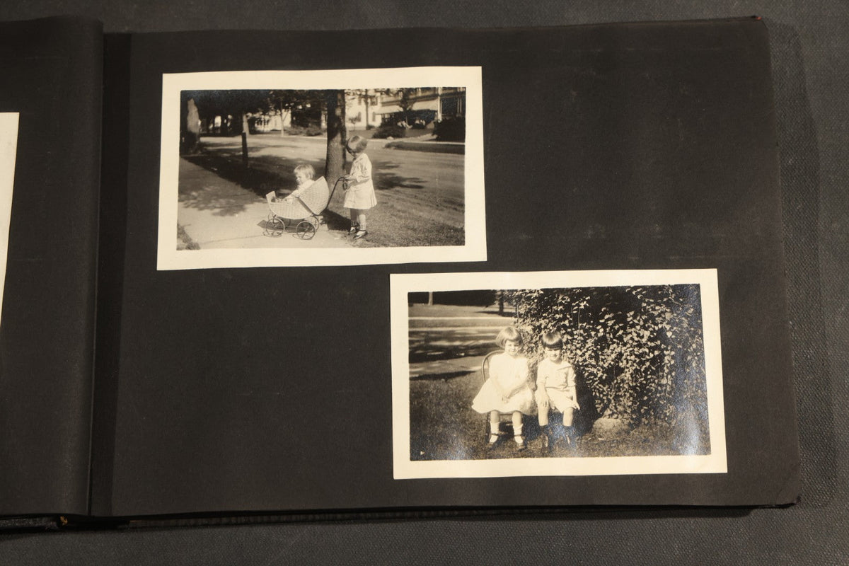Antique Snapshot Album, Circa 1910-1920, 150+ Photographs of Family and Children Including Maple Sugaring, Horseback Riding, Farm Life, Beach and Winter Scenes