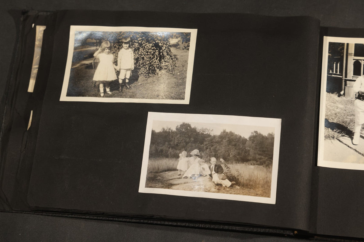 Antique Snapshot Album, Circa 1910-1920, 150+ Photographs of Family and Children Including Maple Sugaring, Horseback Riding, Farm Life, Beach and Winter Scenes