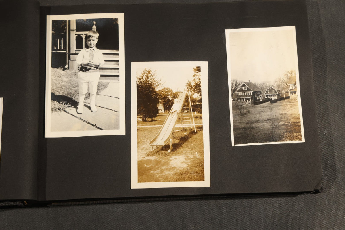 Antique Snapshot Album, Circa 1910-1920, 150+ Photographs of Family and Children Including Maple Sugaring, Horseback Riding, Farm Life, Beach and Winter Scenes