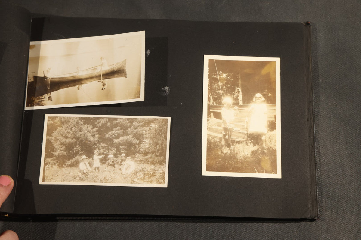 Antique Snapshot Album, Circa 1910-1920, 150+ Photographs of Family and Children Including Maple Sugaring, Horseback Riding, Farm Life, Beach and Winter Scenes