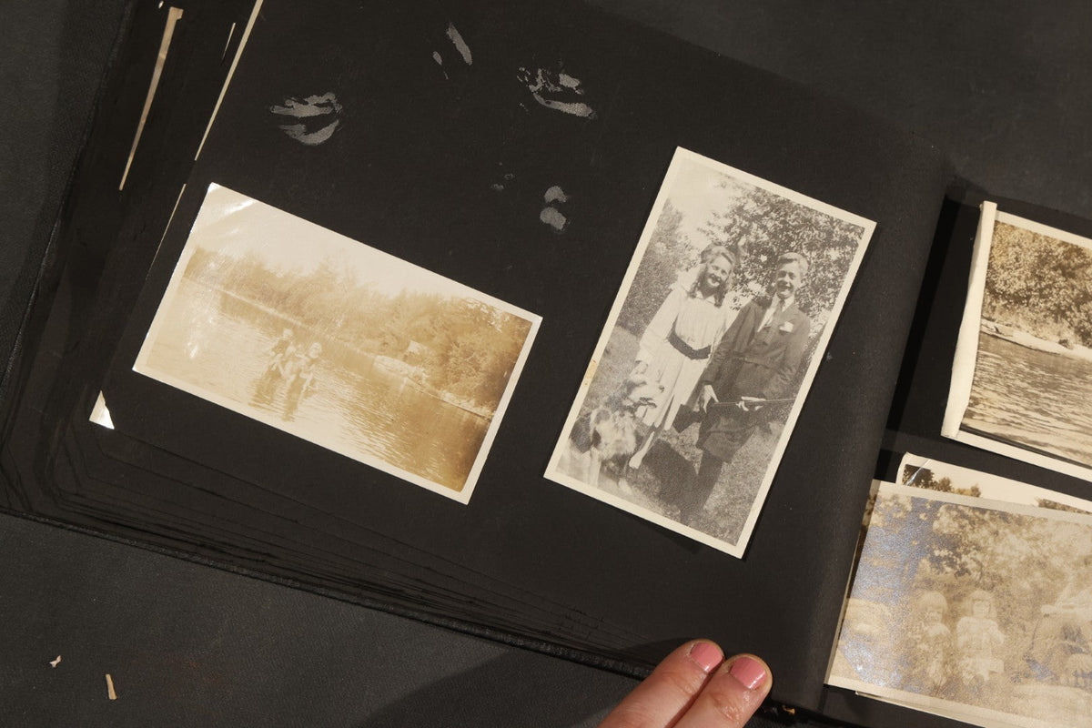 Antique Snapshot Album, Circa 1910-1920, 150+ Photographs of Family and Children Including Maple Sugaring, Horseback Riding, Farm Life, Beach and Winter Scenes