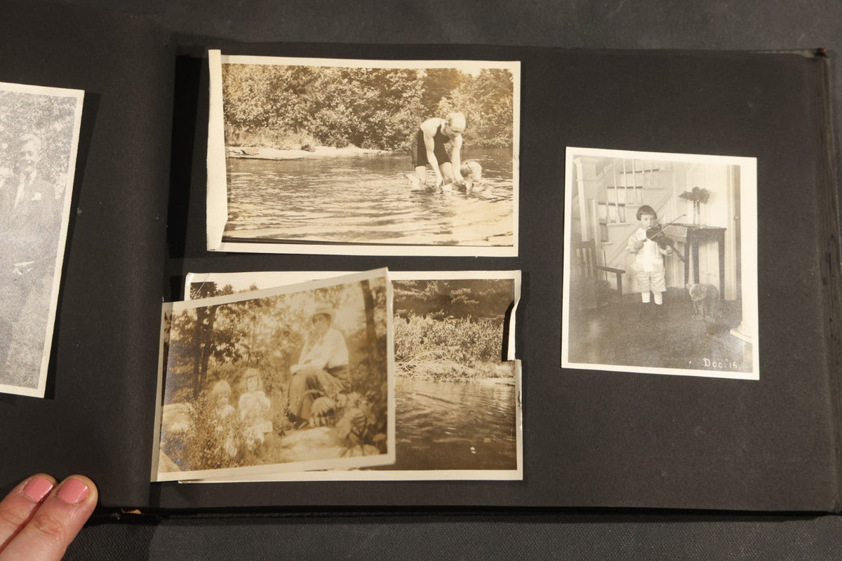 Antique Snapshot Album, Circa 1910-1920, 150+ Photographs of Family and Children Including Maple Sugaring, Horseback Riding, Farm Life, Beach and Winter Scenes