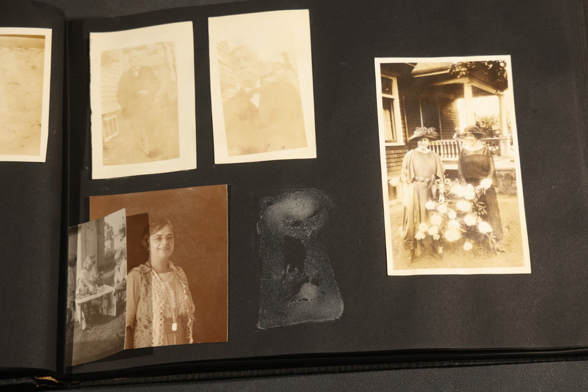 Antique Snapshot Album, Circa 1910-1920, 150+ Photographs of Family and Children Including Maple Sugaring, Horseback Riding, Farm Life, Beach and Winter Scenes