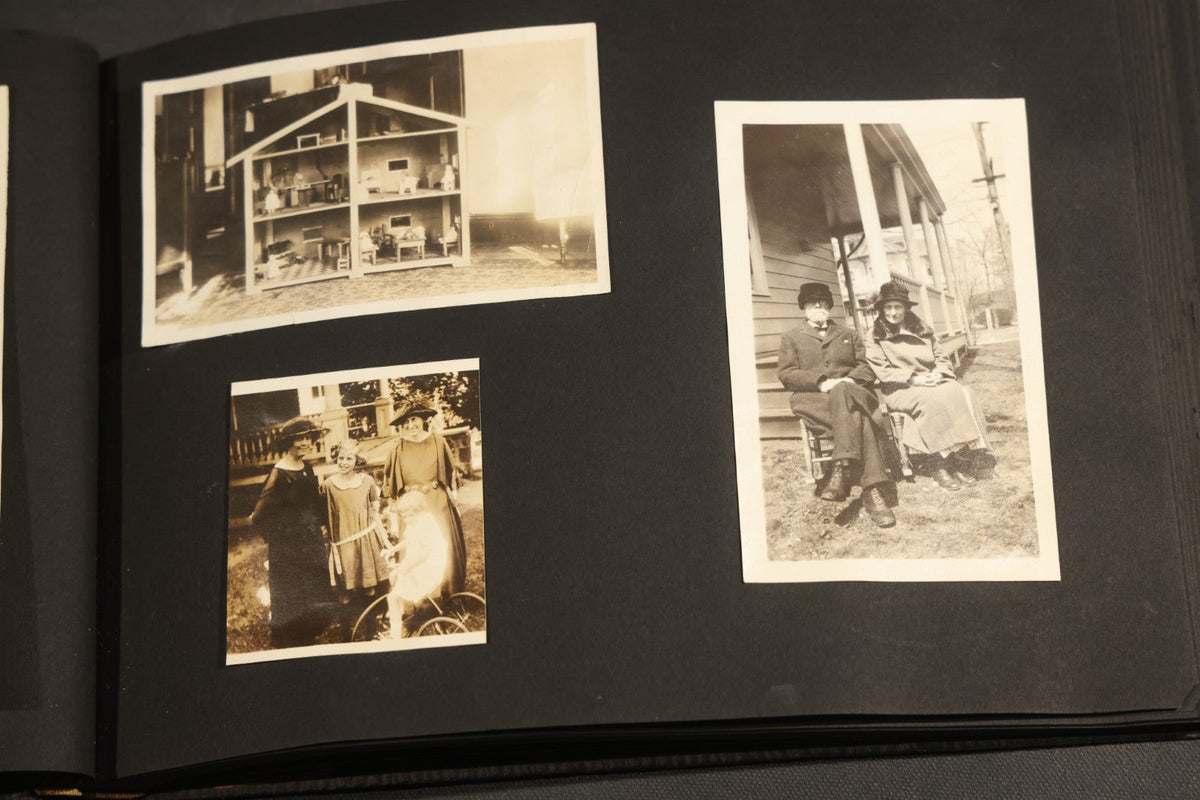 Antique Snapshot Album, Circa 1910-1920, 150+ Photographs of Family and Children Including Maple Sugaring, Horseback Riding, Farm Life, Beach and Winter Scenes